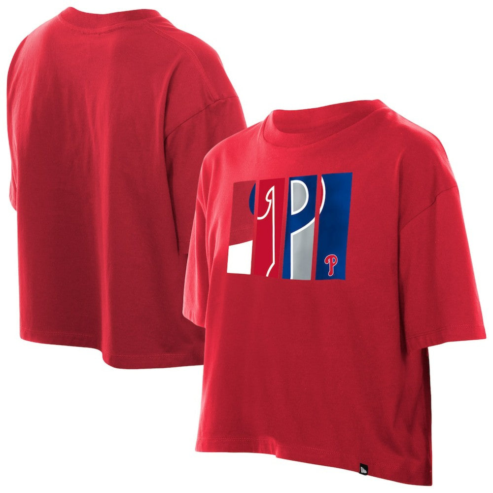 Philadelphia Phillies New Era Women's Boxy Foil Logo T-Shirt - Red - New Era Online