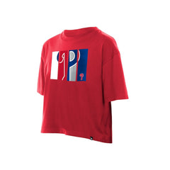 Philadelphia Phillies New Era Women's Boxy Foil Logo T-Shirt - Red - New Era Online