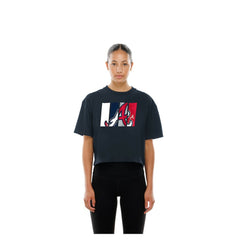 Atlanta Braves New Era Women's Boxy Foil Logo T-Shirt - Navy - New Era Sale