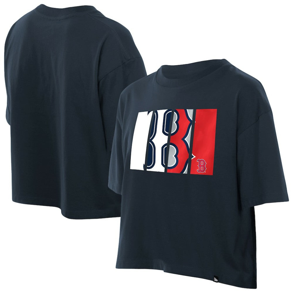 Boston Red Sox New Era Women's Boxy Foil Logo T-Shirt - Navy - New Era on Sale