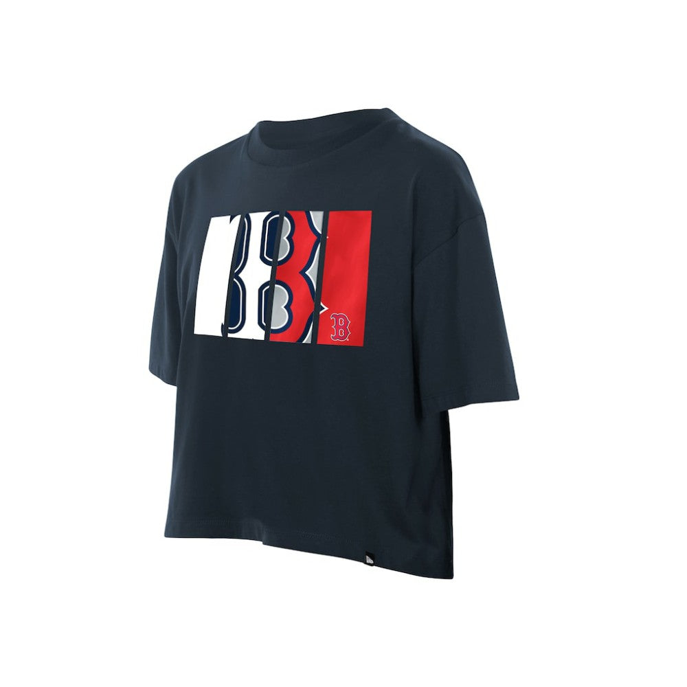 Boston Red Sox New Era Women's Boxy Foil Logo T-Shirt - Navy - New Era on Sale