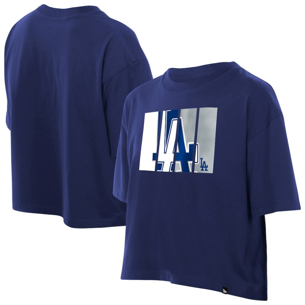 Los Angeles Dodgers New Era Women's Boxy Foil Logo T-Shirt - Royal - New Era on Sale