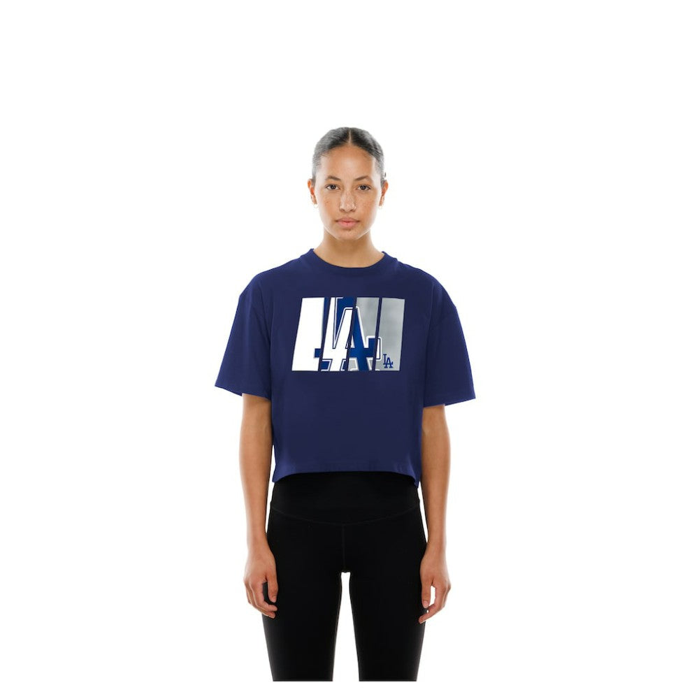 Los Angeles Dodgers New Era Women's Boxy Foil Logo T-Shirt - Royal - New Era on Sale