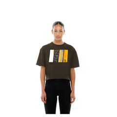 San Diego Padres New Era Women's Boxy Foil Logo T-Shirt - Brown - New Era Lifestyle