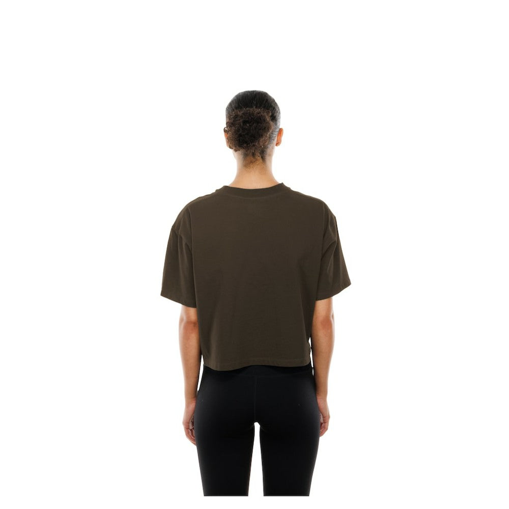 San Diego Padres New Era Women's Boxy Foil Logo T-Shirt - Brown - New Era Lifestyle