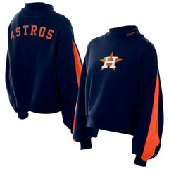 Houston Astros New Era Women's Mock Neck Balloon Sleeve Sweatshirt - Navy - New Era Discount