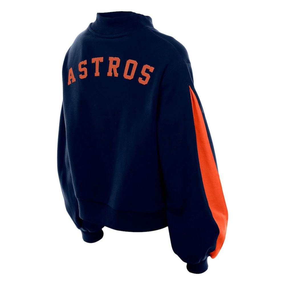 Houston Astros New Era Women's Mock Neck Balloon Sleeve Sweatshirt - Navy - New Era Discount