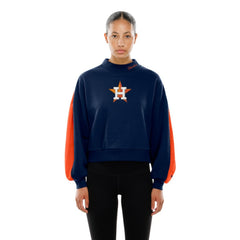 Houston Astros New Era Women's Mock Neck Balloon Sleeve Sweatshirt - Navy - New Era Discount