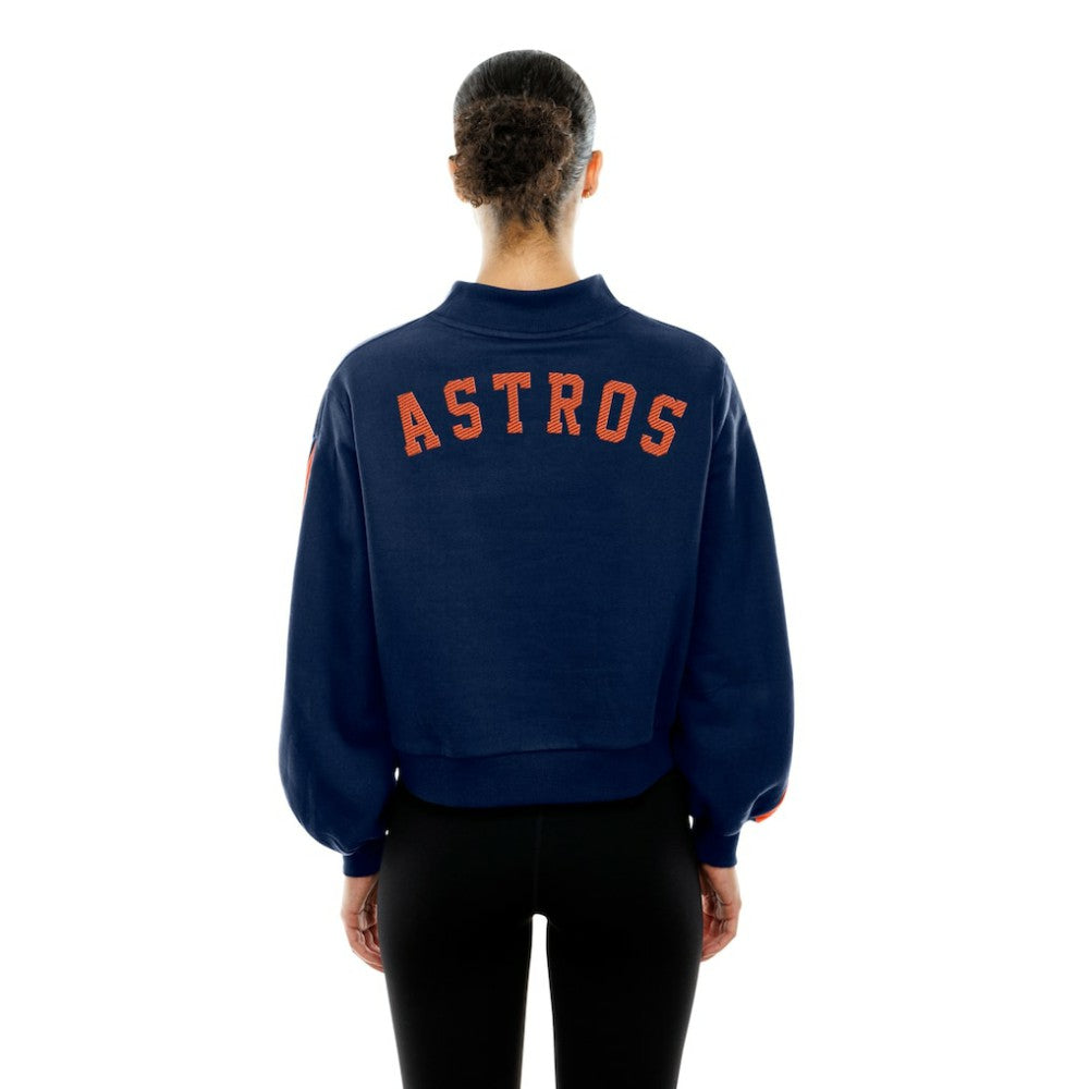 Houston Astros New Era Women's Mock Neck Balloon Sleeve Sweatshirt - Navy - New Era Discount