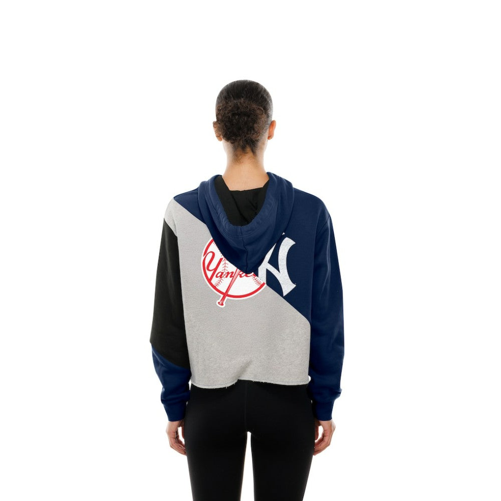 New York Yankees New Era Women's Upcycled Color Block Cropped Boxy Hoodie - New Era Discount