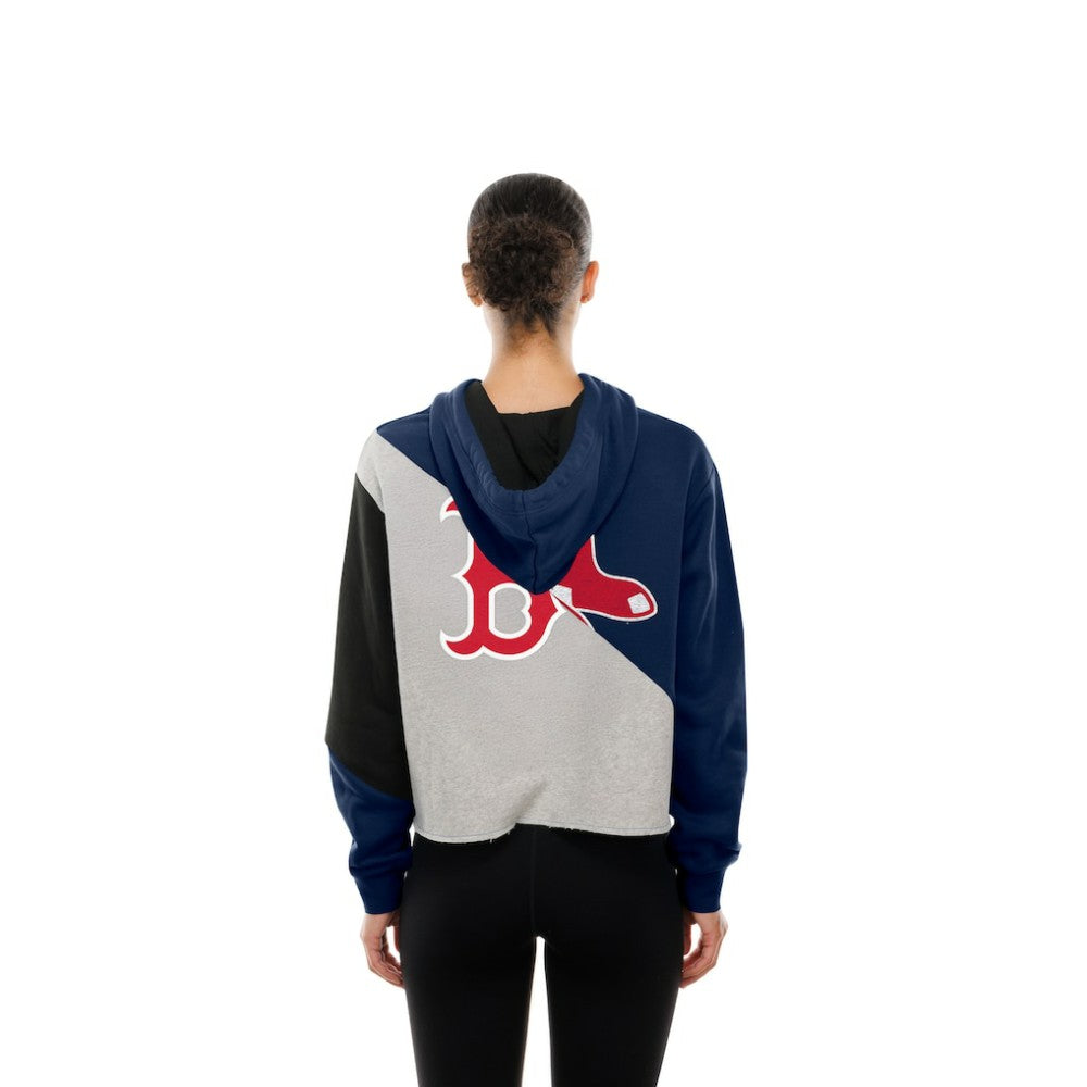 Boston Red Sox New Era Women's Upcycled Color Block Cropped Boxy Hoodie - New Era on Sale