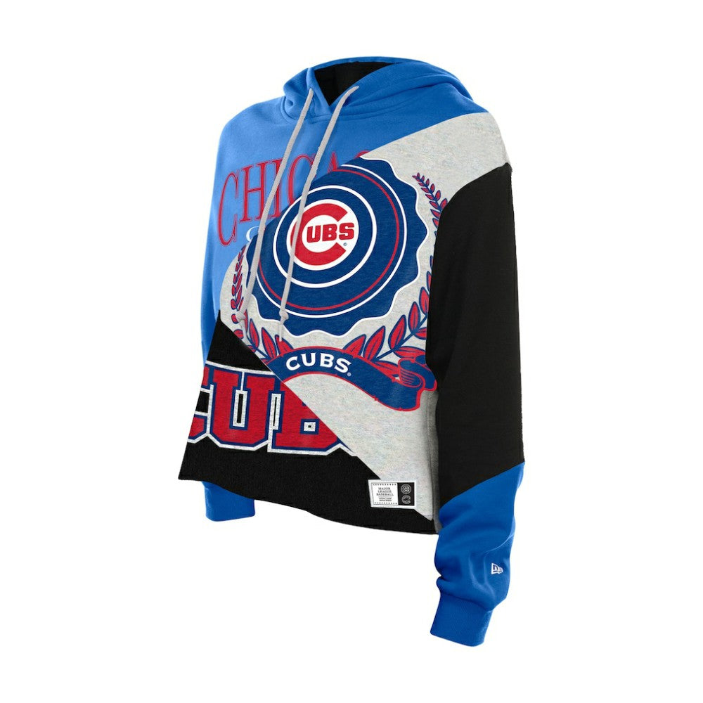 Chicago Cubs New Era Women's Upcycled Color Block Cropped Boxy Hoodie - New Era Lifestyle