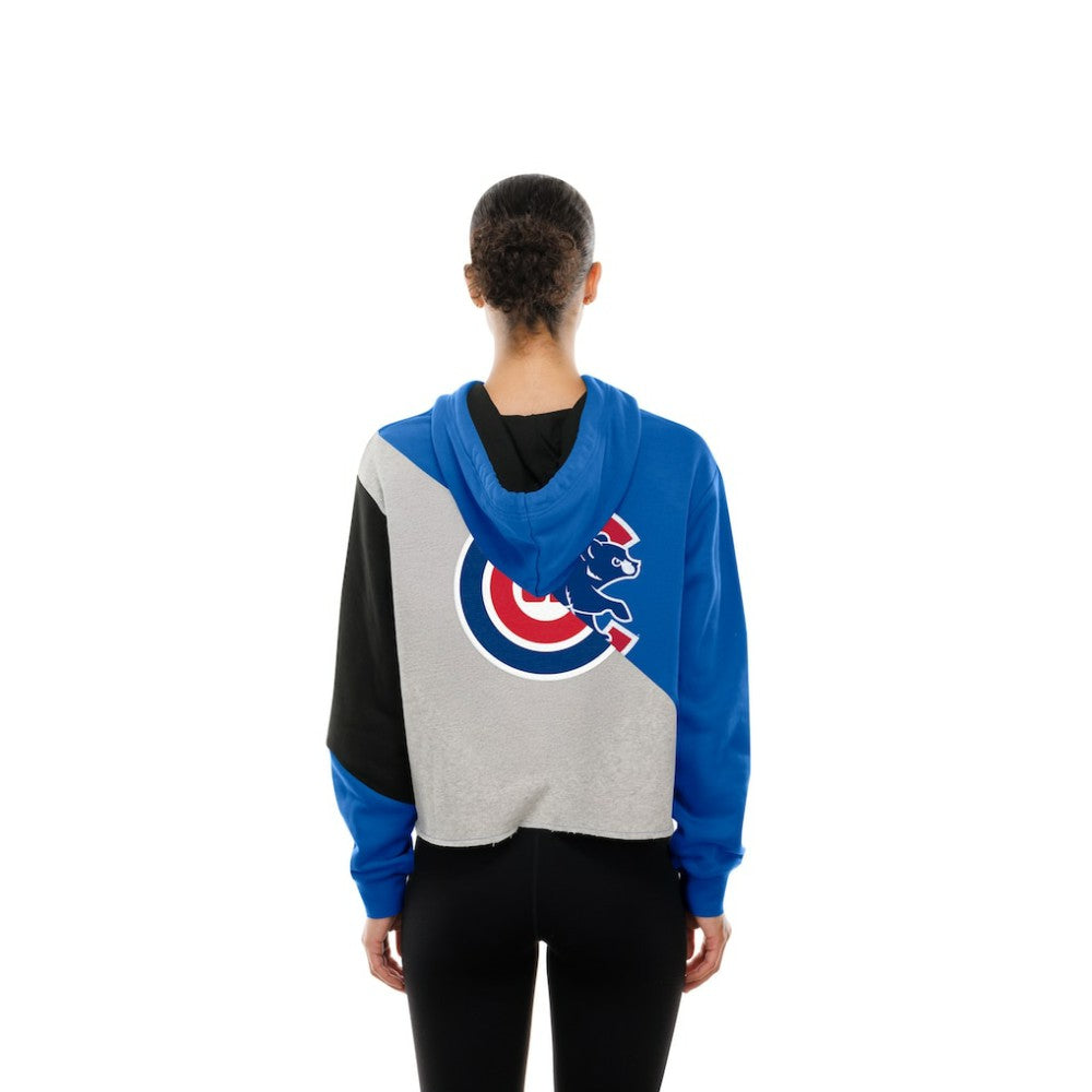 Chicago Cubs New Era Women's Upcycled Color Block Cropped Boxy Hoodie - New Era Lifestyle