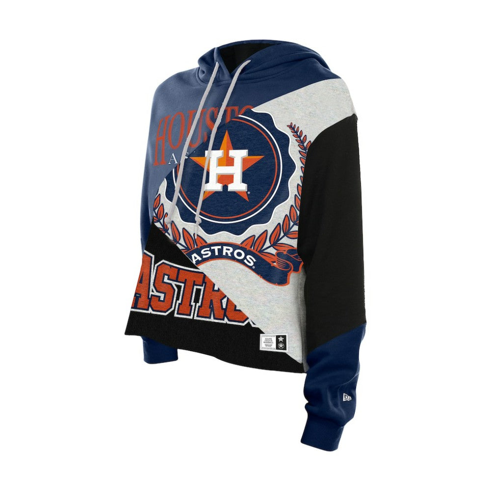 Houston Astros New Era Women's Upcycled Color Block Cropped Boxy Hoodie - New Era on Sale
