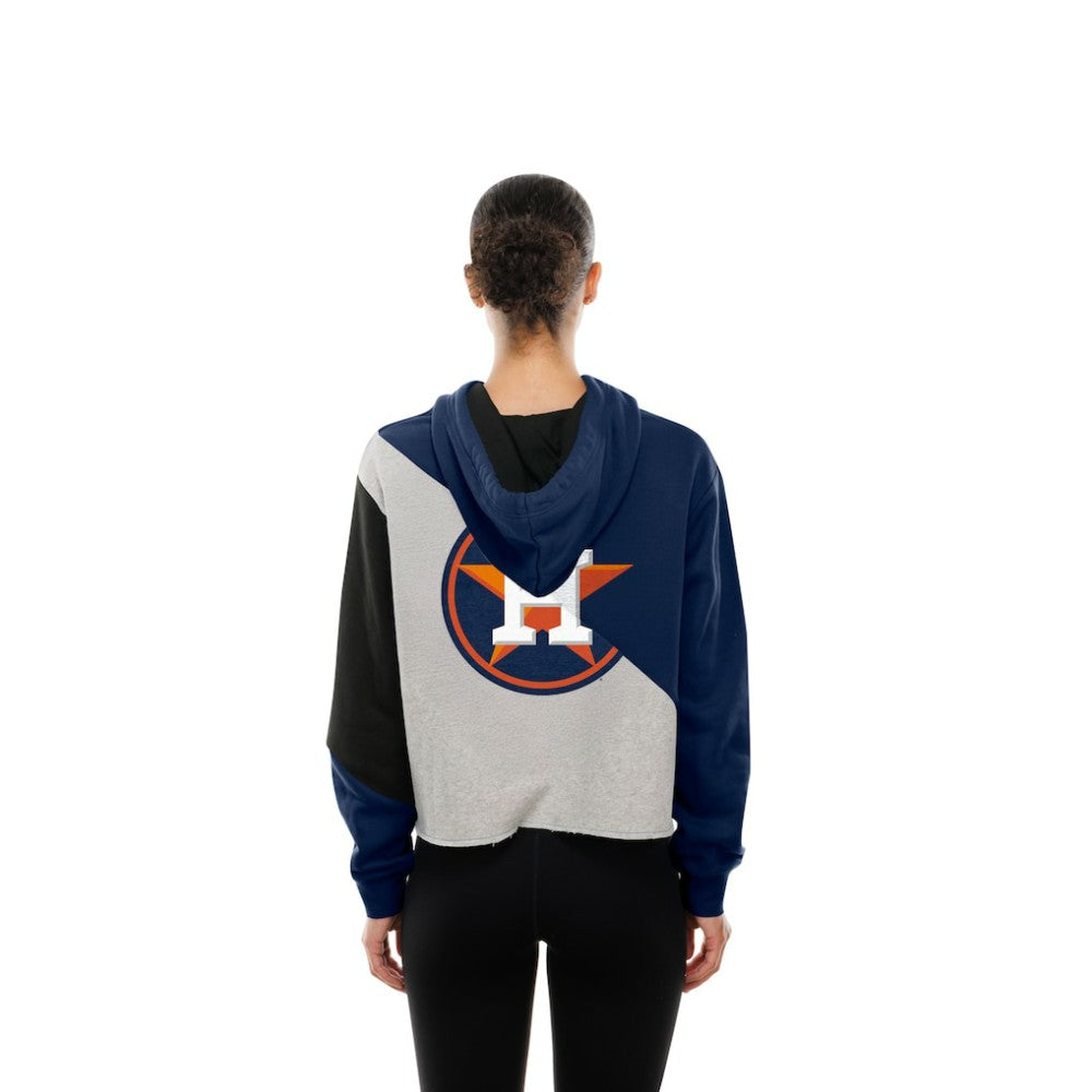 Houston Astros New Era Women's Upcycled Color Block Cropped Boxy Hoodie - New Era on Sale