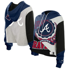 Atlanta Braves New Era Women's Upcycled Color Block Cropped Boxy Hoodie - New Era Online