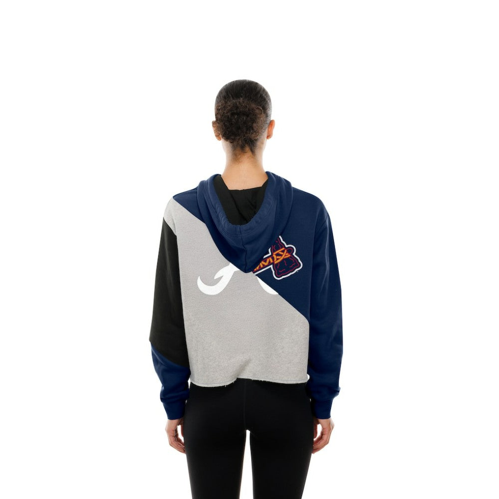 Atlanta Braves New Era Women's Upcycled Color Block Cropped Boxy Hoodie - New Era Online