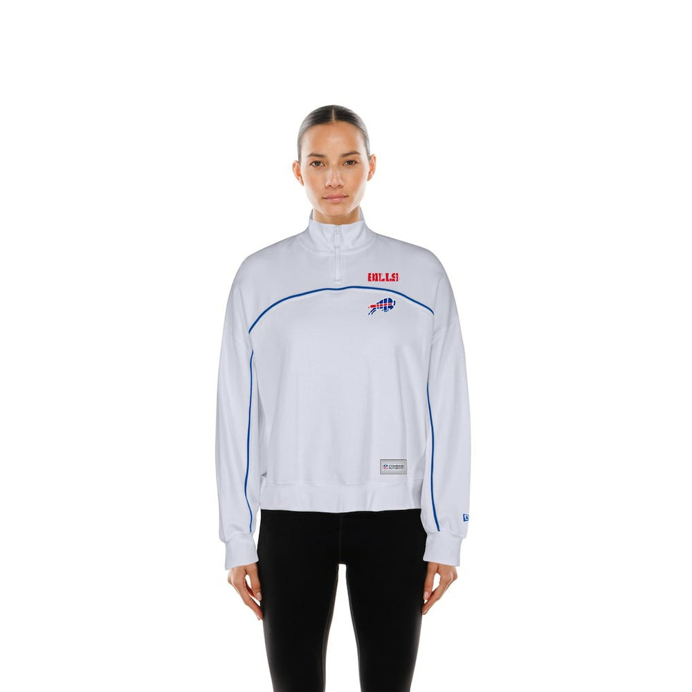 New Era Buffalo Bills Female Adult White Functional Fandom Quarter-Zip Sweatshirt