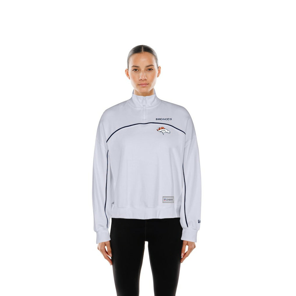 New Era Denver Broncos Female Adult White Functional Fandom Quarter-Zip Sweatshirt
