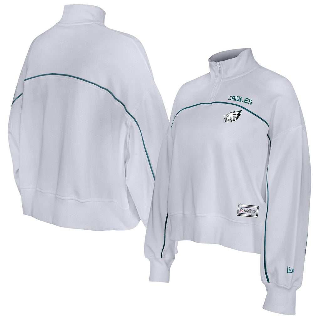 New Era Philadelphia Eagles Female Adult White Functional Fandom Quarter-Zip Sweatshirt