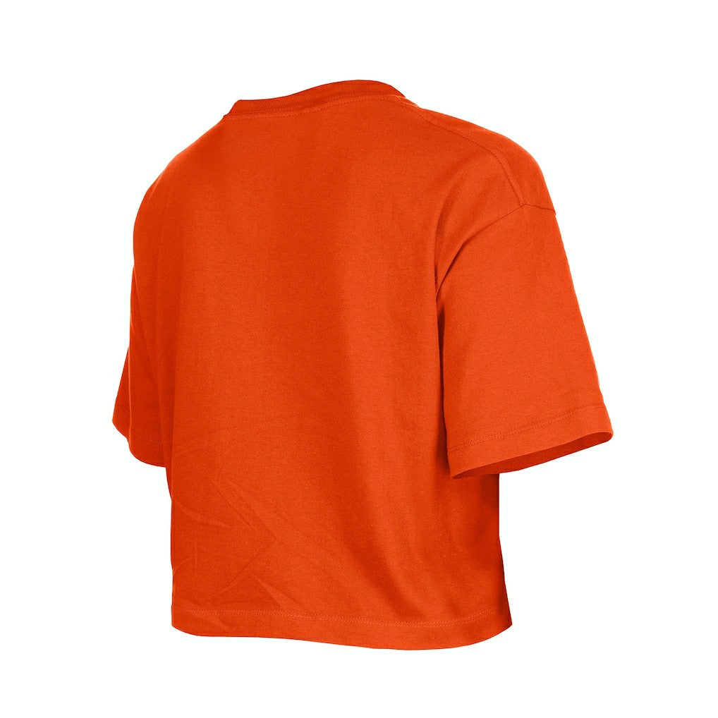 Cincinnati Bengals New Era Girl's Flip Sequin Boxy T-Shirt Orange