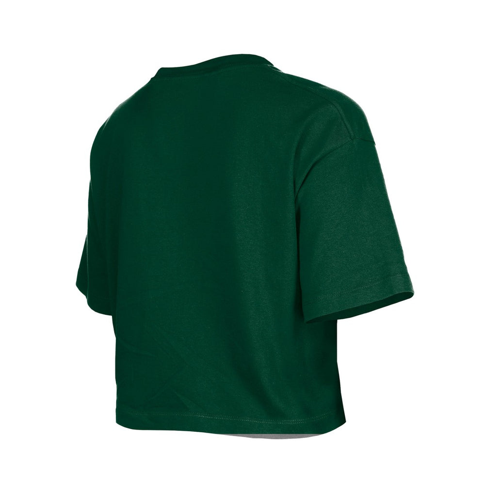 Green Bay Packers New Era Girl's Flip Sequin Boxy T-Shirt Green
