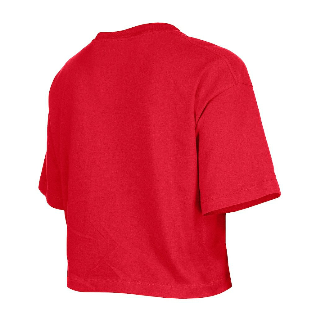 Kansas City Chiefs New Era Girl's Flip Sequin Boxy T-Shirt Red