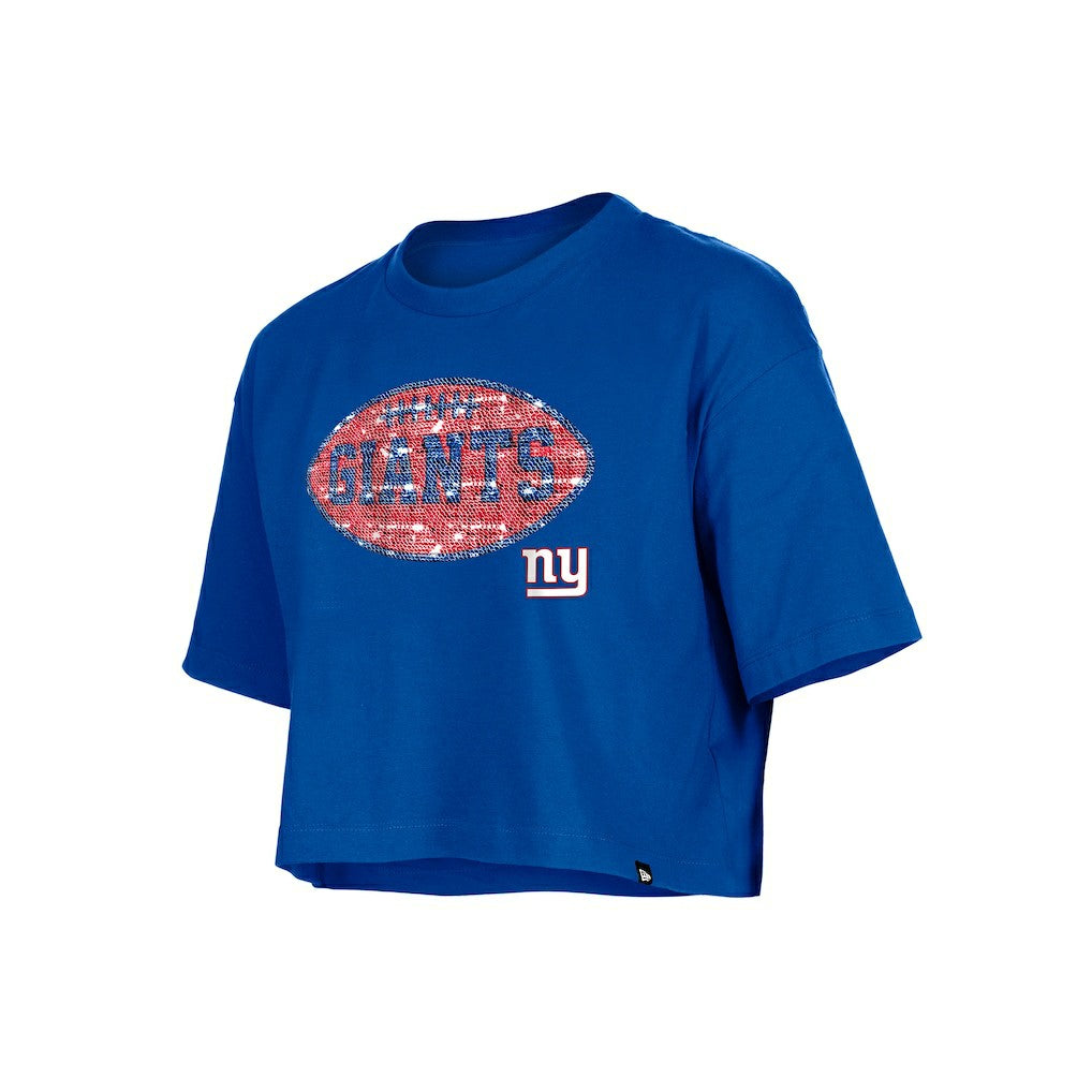 New York Giants New Era Girl's Flip Sequin Boxy T-Shirt Royal