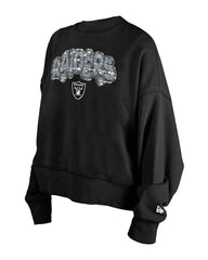Las Vegas Raiders New Era Girl's Flip Sequin Sweatshirt Black