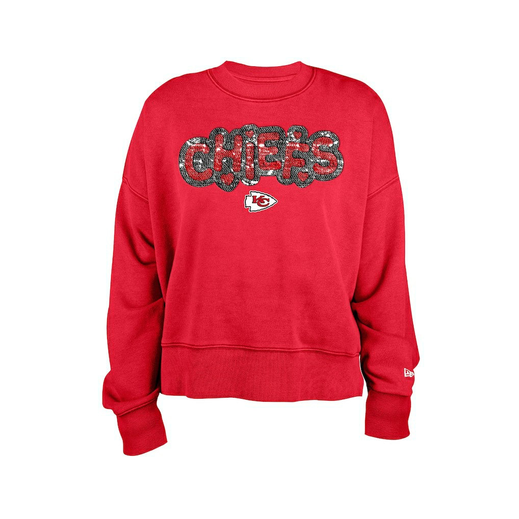 Kansas City Chiefs New Era Girl's Flip Sequin Sweatshirt Red