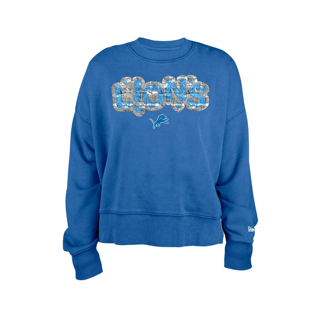 Detroit Lions New Era Girl's Flip Sequin Sweatshirt Blue