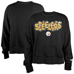 Pittsburgh Steelers New Era Girl's Flip Sequin Sweatshirt Black