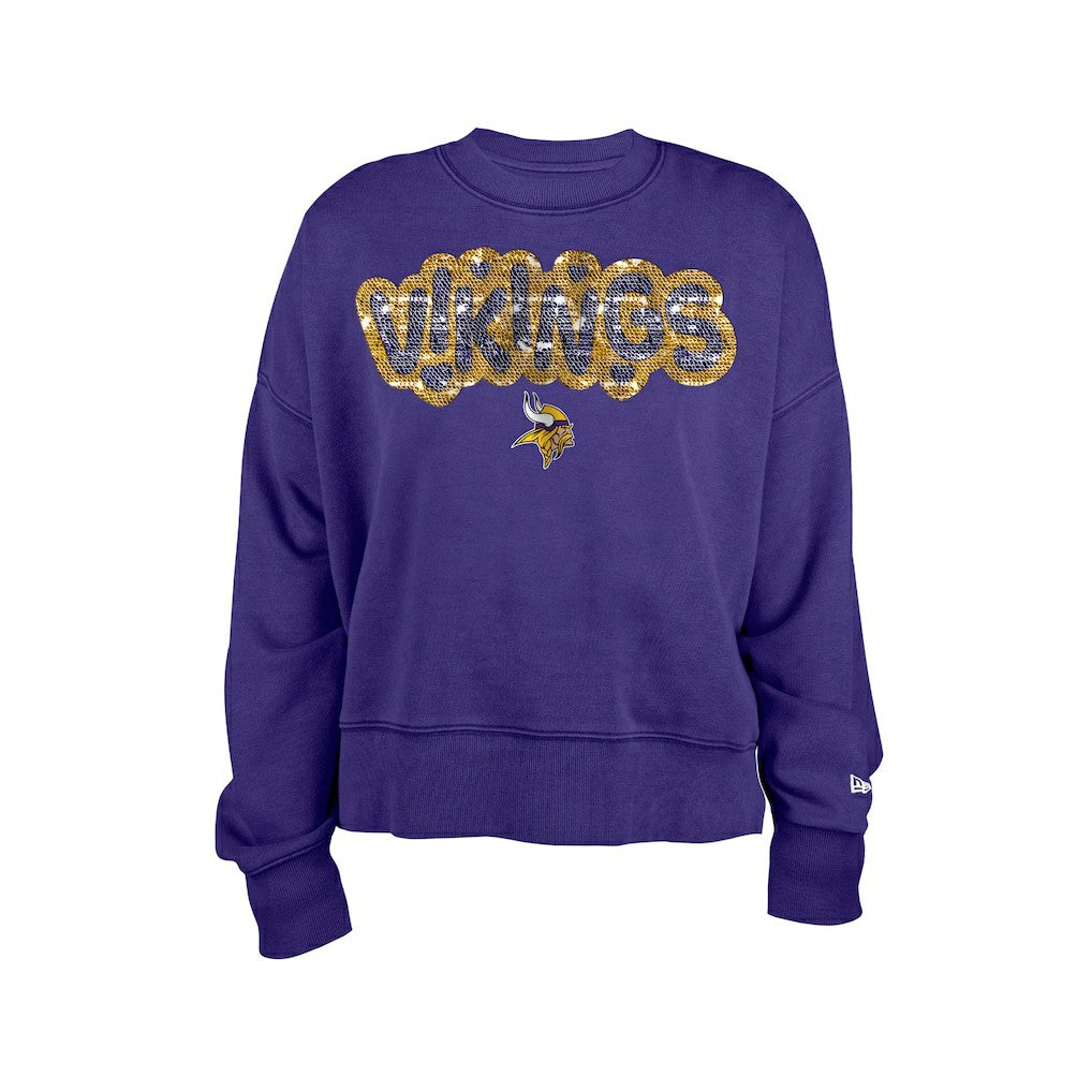 Minnesota Vikings New Era Girl's Flip Sequin Sweatshirt Purple