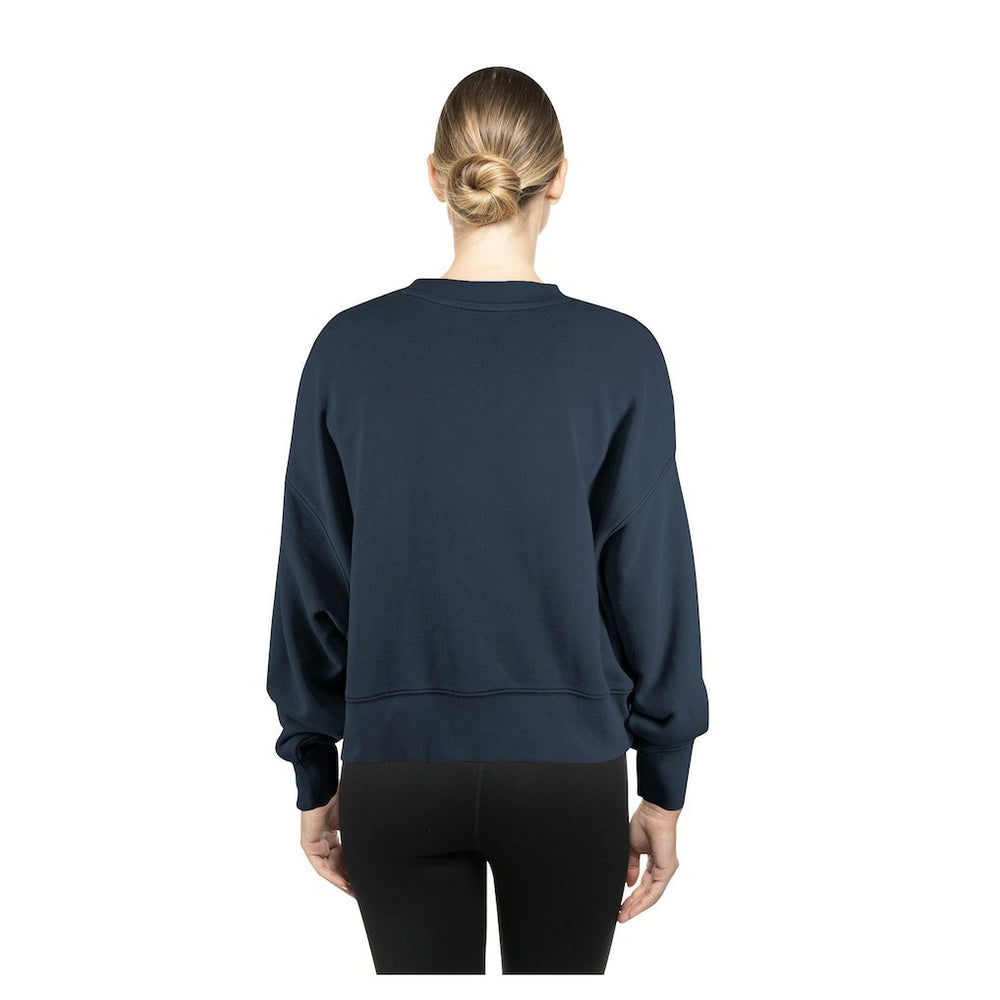 Seattle Seahawks New Era Women's Oversized Throwback Mineral Wash Crew Neck Sweatshirt College Navy