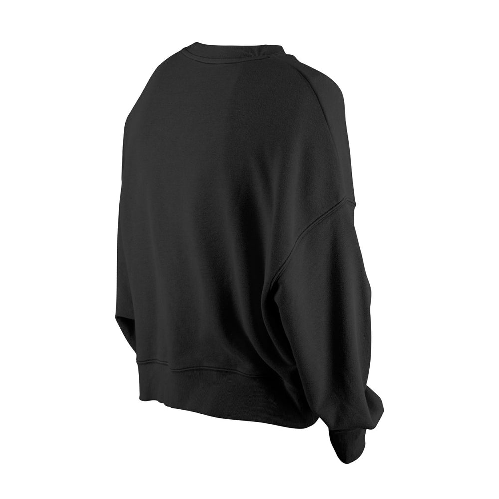 Detroit Lions New Era Women's Oversized Throwback Mineral Wash Crew Neck Sweatshirt Black
