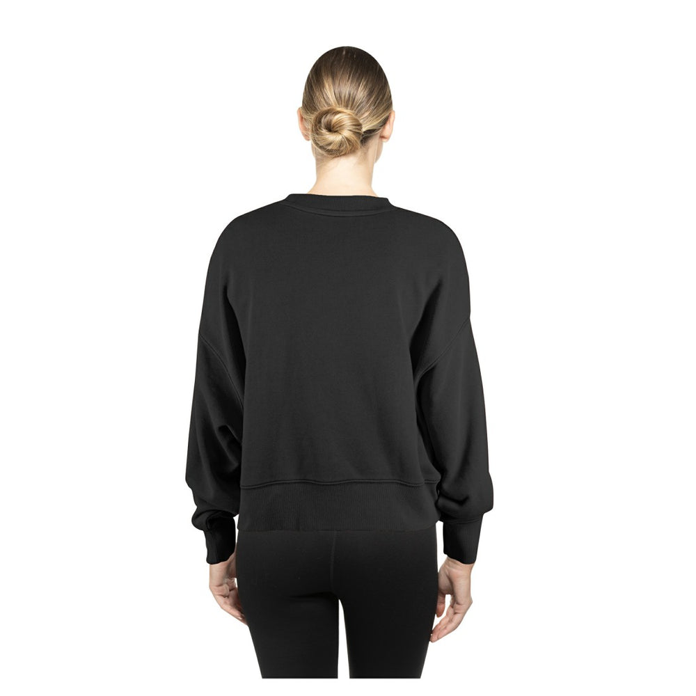Detroit Lions New Era Women's Oversized Throwback Mineral Wash Crew Neck Sweatshirt Black