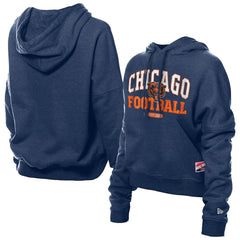 Chicago Bears New Era Women's Throwback Boxy Hoodie Sweatshirt Navy