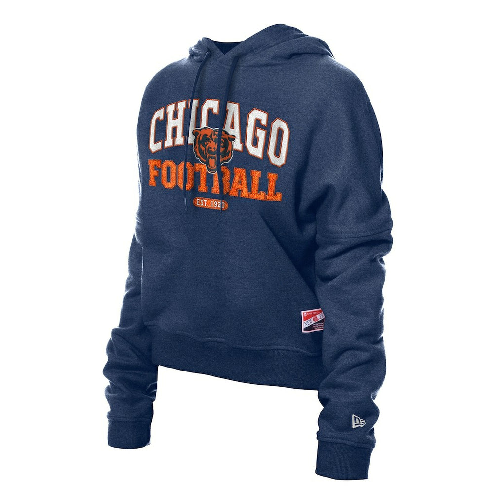 Chicago Bears New Era Women's Throwback Boxy Hoodie Sweatshirt Navy