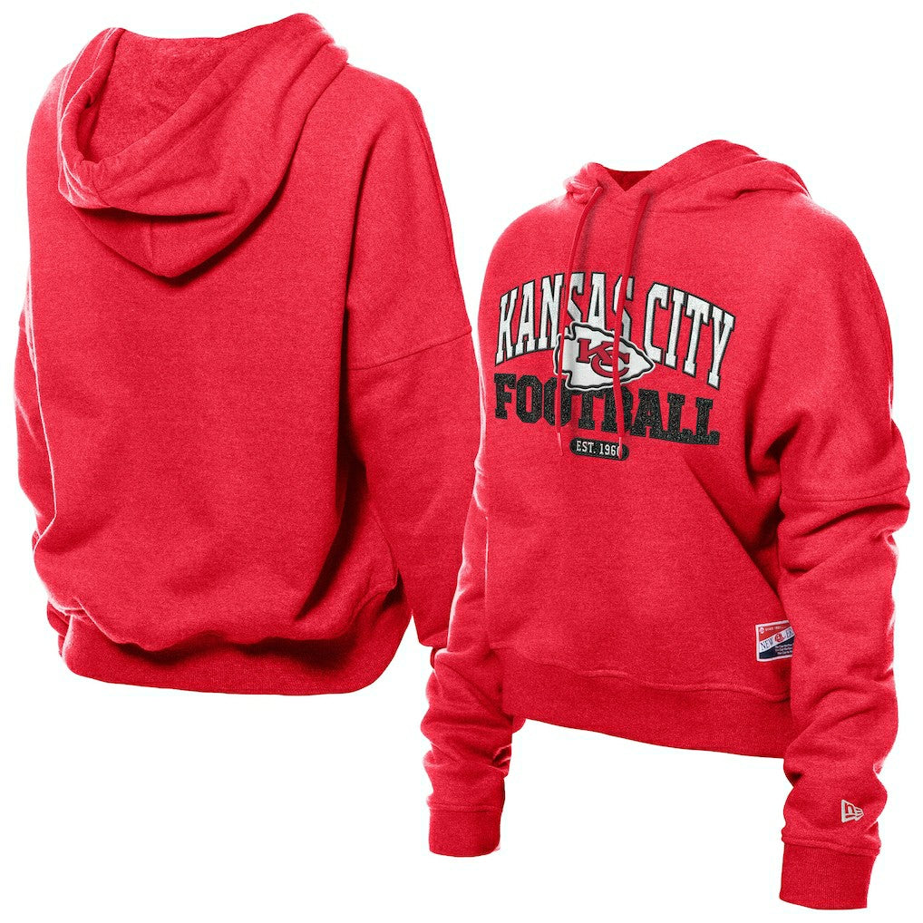 Kansas City Chiefs New Era Women's Throwback Boxy Hoodie Sweatshirt Red