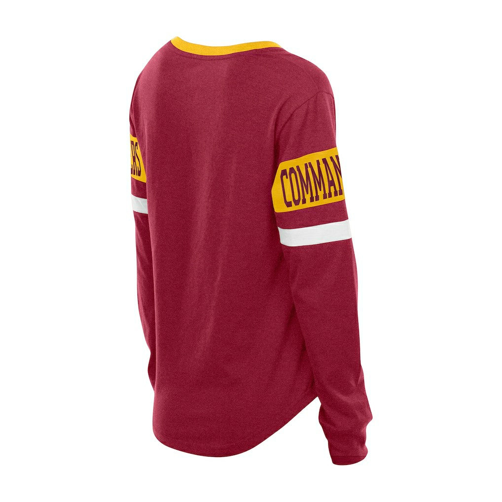 Washington Commanders New Era Women's Throwback Lace-Up Long-Sleeve T-Shirt Burgundy