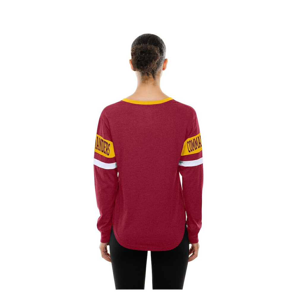 Washington Commanders New Era Women's Throwback Lace-Up Long-Sleeve T-Shirt Burgundy