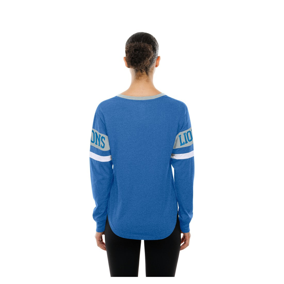 Detroit Lions New Era Women's Throwback Lace-Up Long-Sleeve T-Shirt Blue