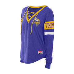 Minnesota Vikings New Era Women's Throwback Lace-Up Long-Sleeve T-Shirt Purple