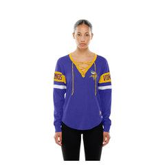 Minnesota Vikings New Era Women's Throwback Lace-Up Long-Sleeve T-Shirt Purple
