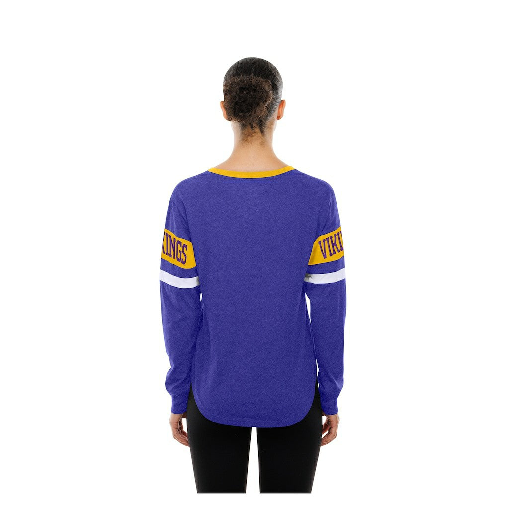 Minnesota Vikings New Era Women's Throwback Lace-Up Long-Sleeve T-Shirt Purple