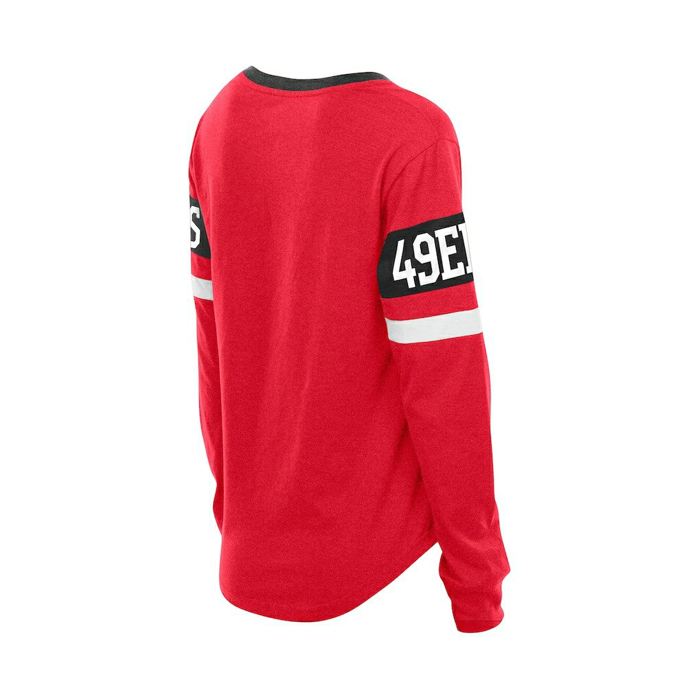 San Francisco 49ers New Era Women's Throwback Lace-Up Long-Sleeve T-Shirt Scarlet