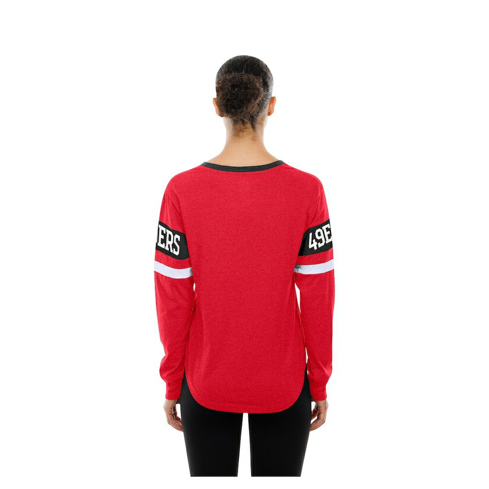 San Francisco 49ers New Era Women's Throwback Lace-Up Long-Sleeve T-Shirt Scarlet