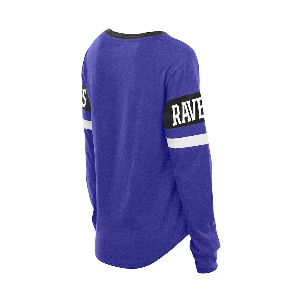 Baltimore Ravens New Era Women's Throwback Lace-Up Long-Sleeve T-Shirt Purple