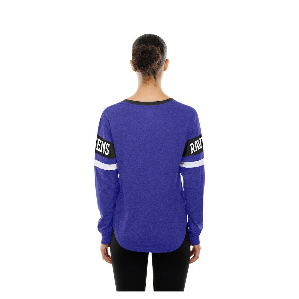 Baltimore Ravens New Era Women's Throwback Lace-Up Long-Sleeve T-Shirt Purple