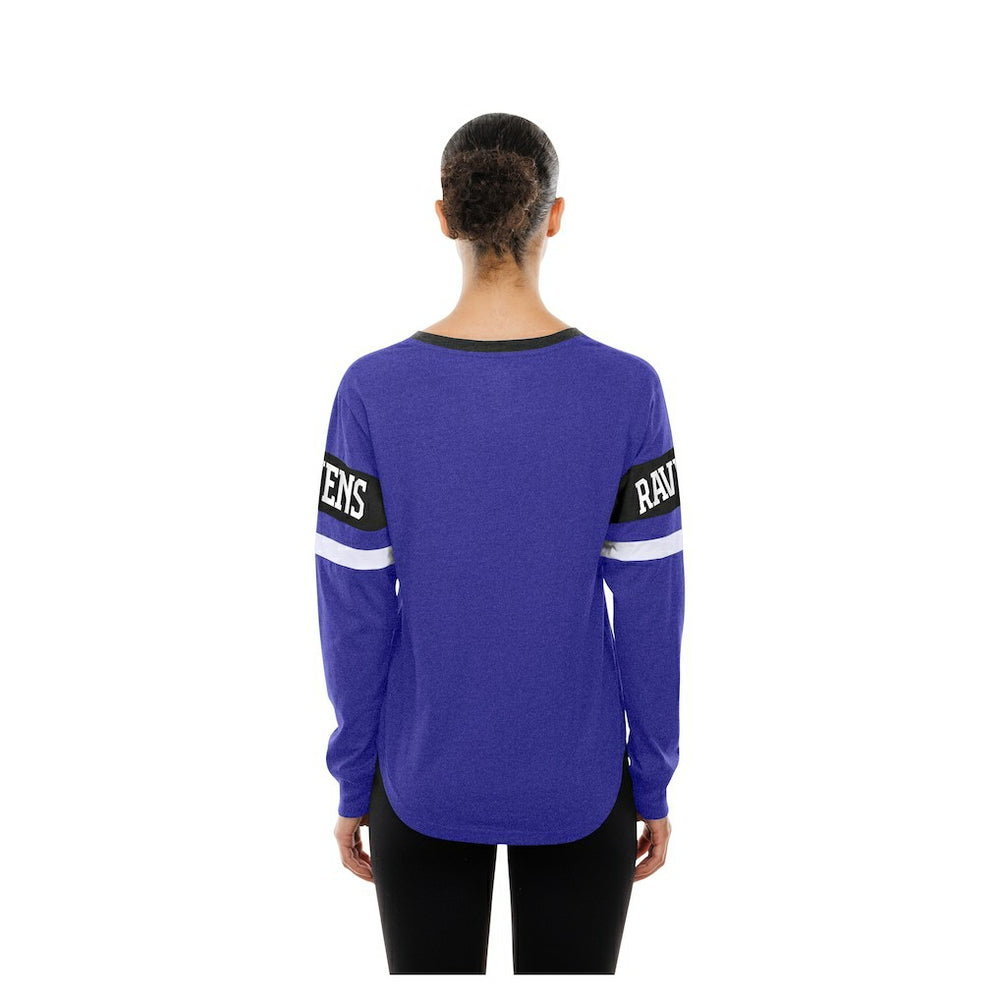 Baltimore Ravens New Era Women's Throwback Lace-Up Long-Sleeve T-Shirt Purple